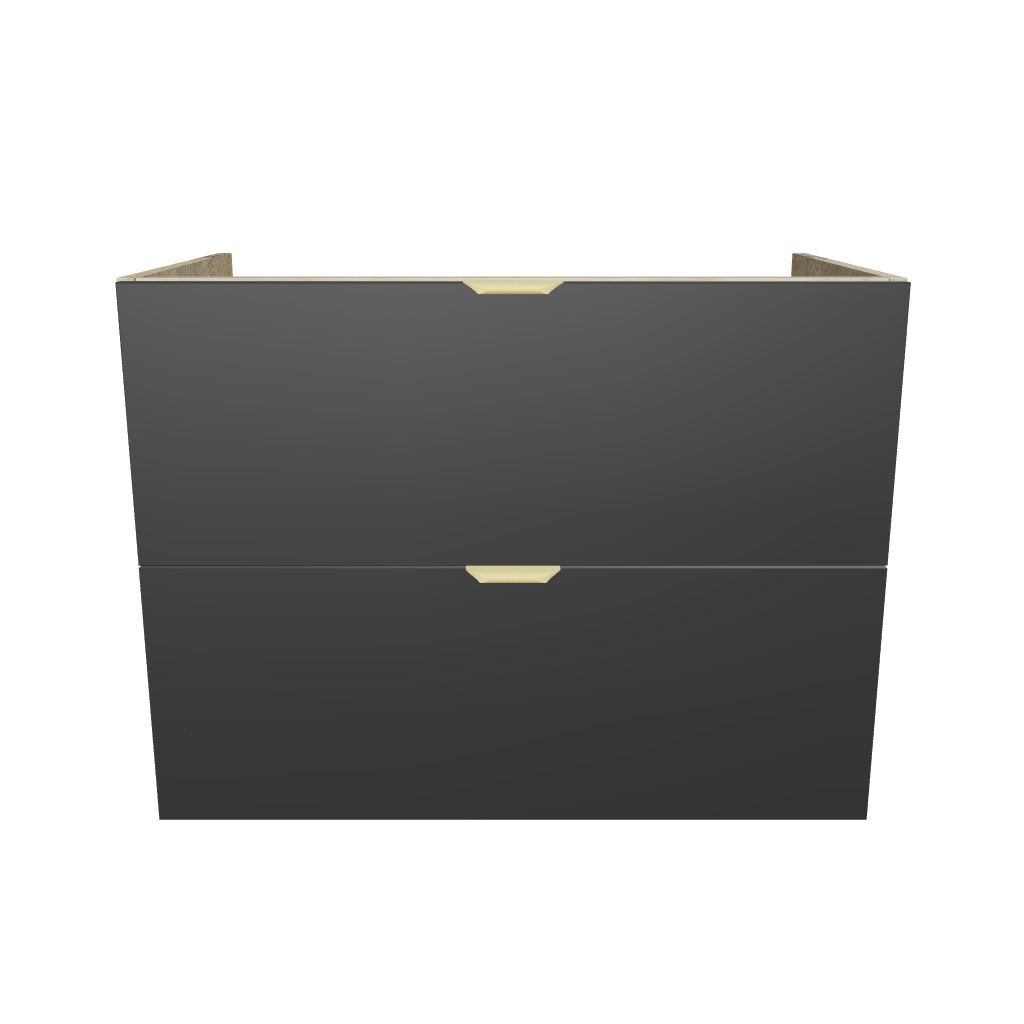 Szafka pod umywalkę z 2 szufladami bez blatu 80 cm Orio - Czarna/Dąb artisan
