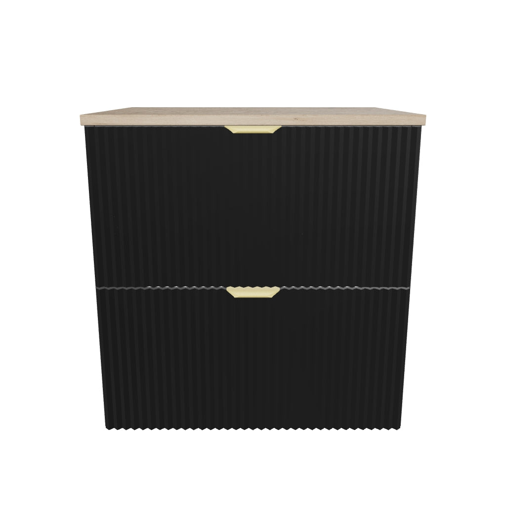 Szafka pod umywalkę nablatową 60 cm Willy - Czarny/blat Orzech