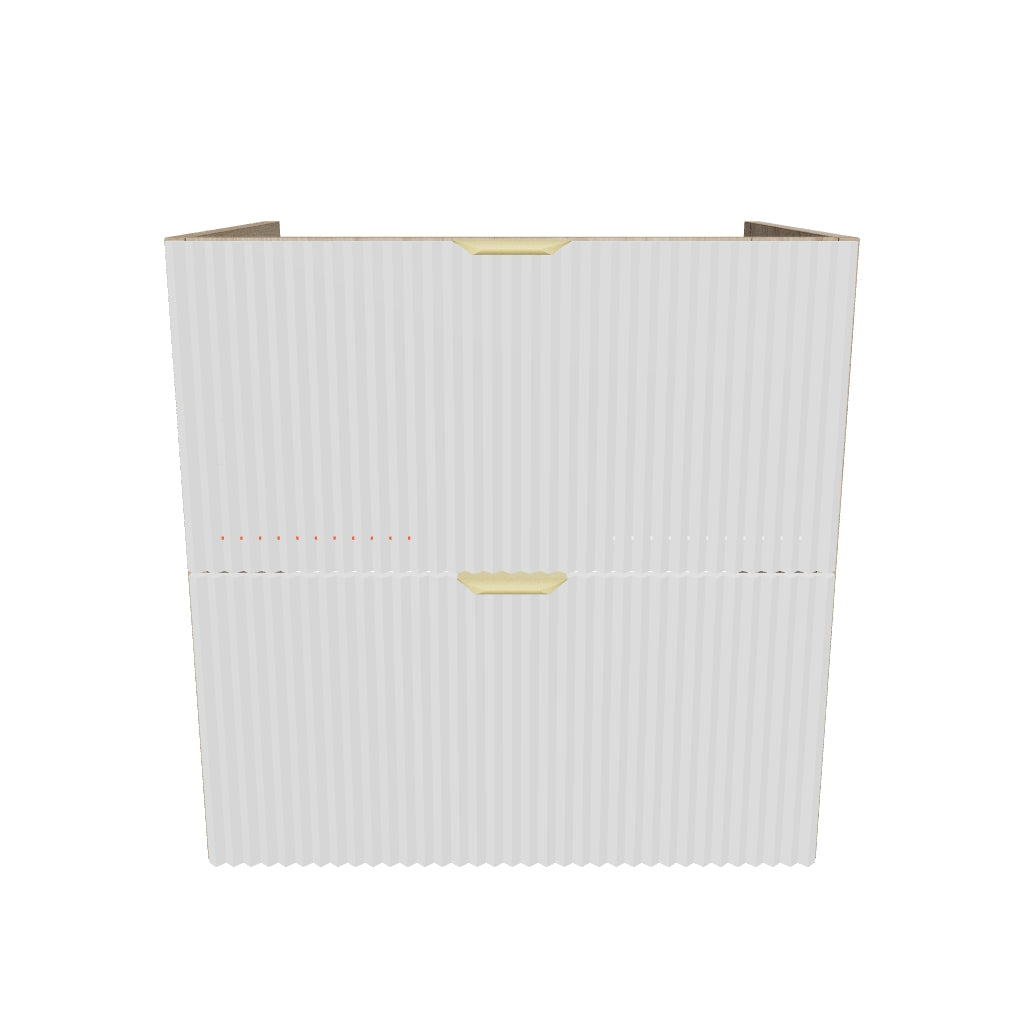 Szafka pod umywalkę 60 cm ryflowane fronty, bez blatu Willy - Biały/Orzech