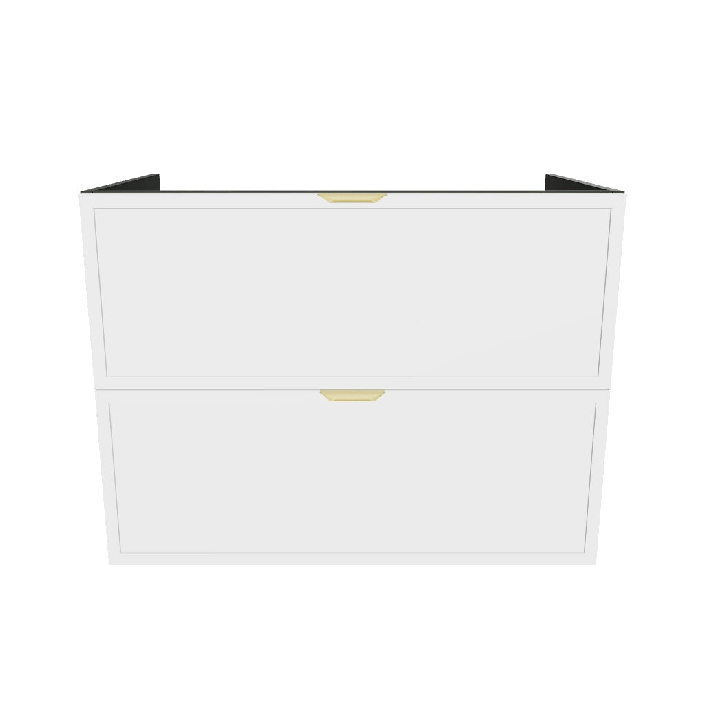 Szafka pod umywalkę 80 cm 2 szuflady bez blatu Roma - Biała/Orzech Ciemny