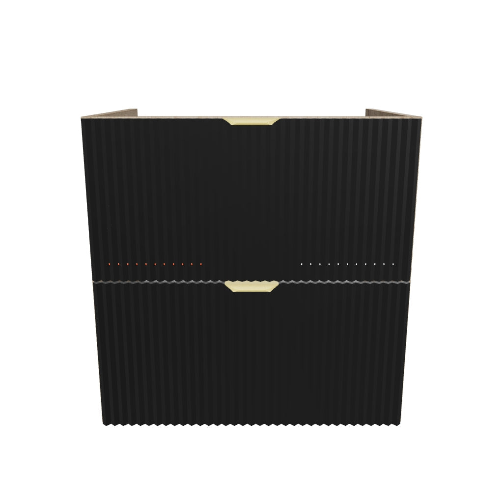 Szafka pod umywalkę 60 cm ryflowane fronty, bez blatu Willy - Czarny/Orzech