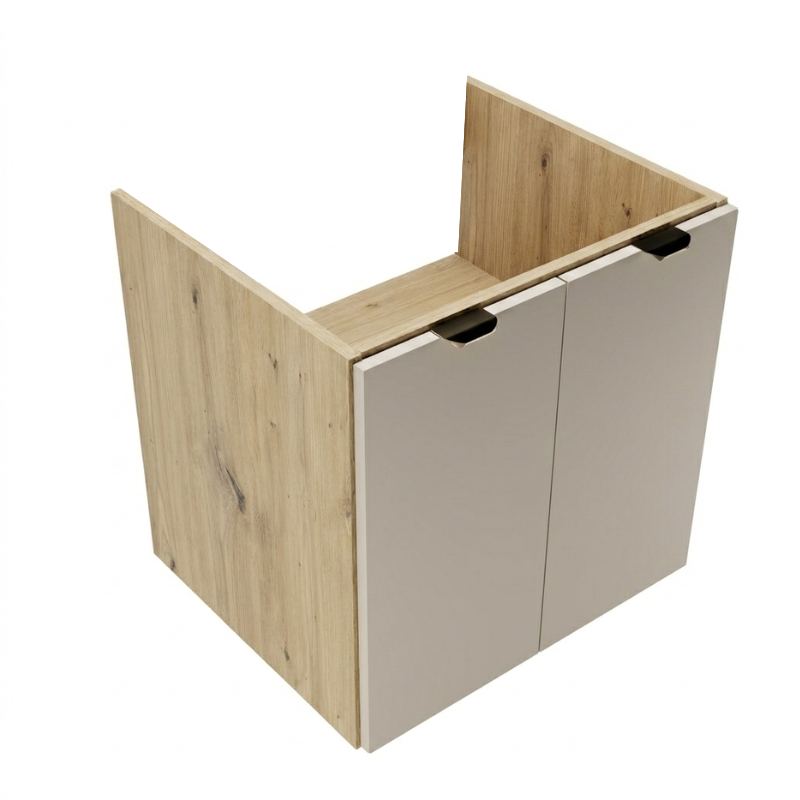 Szafka pod umywalkę z drzwiami 60 cm, bez blatu Orio - Kaszmir/Dąb artisan – zdjęcie 3