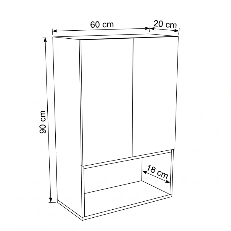 Szafka łazienkowa wisząca 60 cm nad geberit Orio - Biała/Dąb artisan