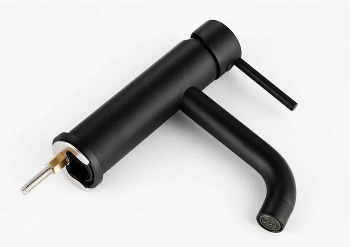 Niska bateria umywalkowa Czarna Lungo