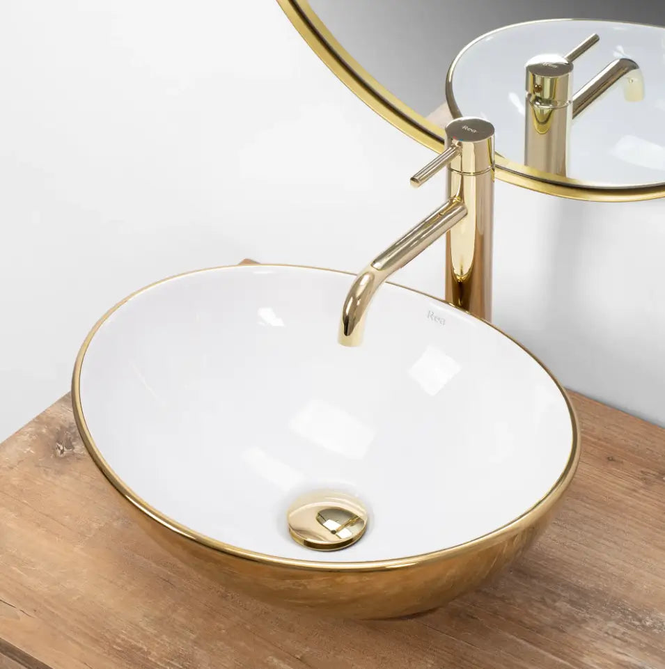 Umywalka 40 cm Złota/Biała Sofia