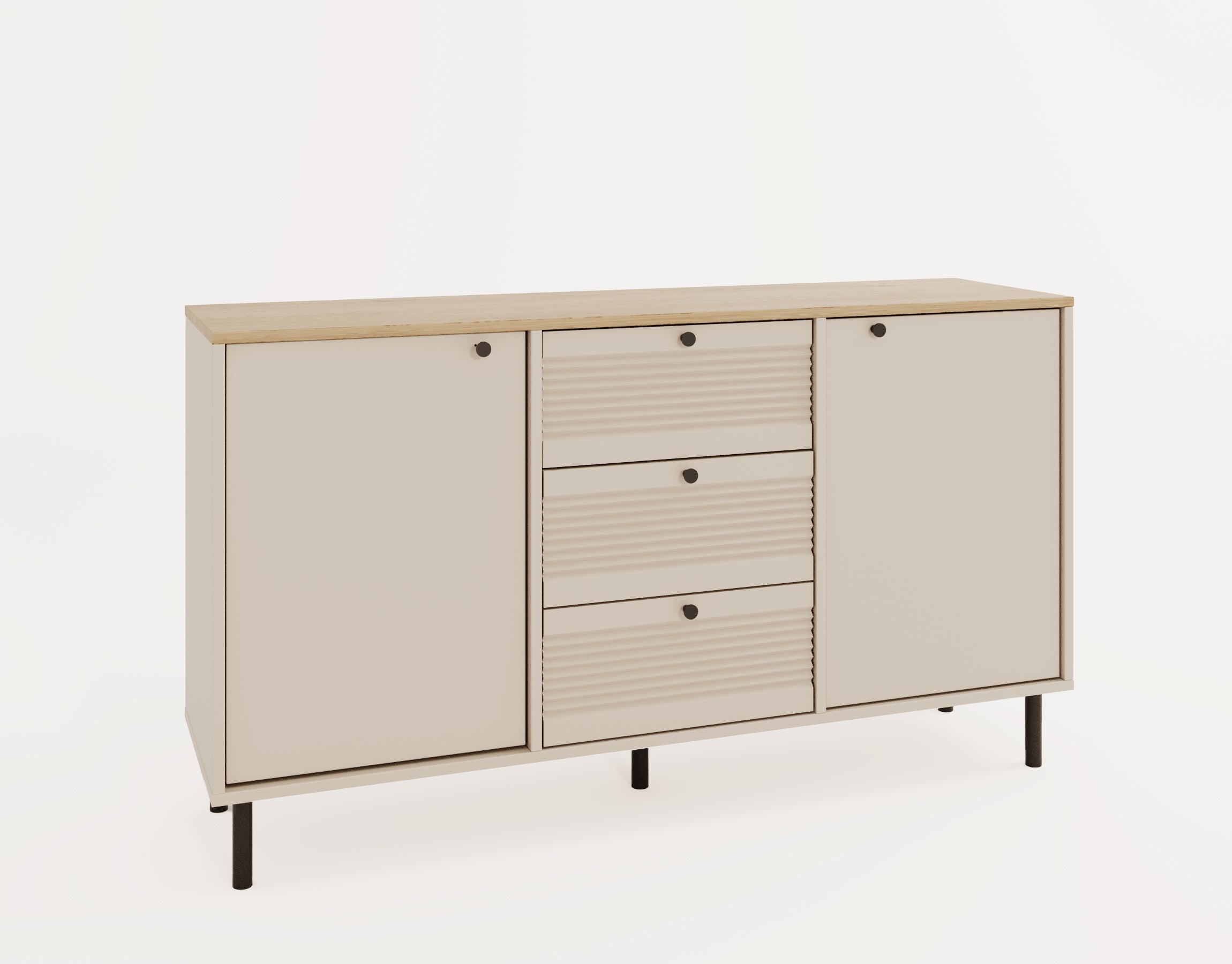 Komoda 150 cm, 2 drzwi, 3 szuflady Kaszmir/Dąb artisan Linea