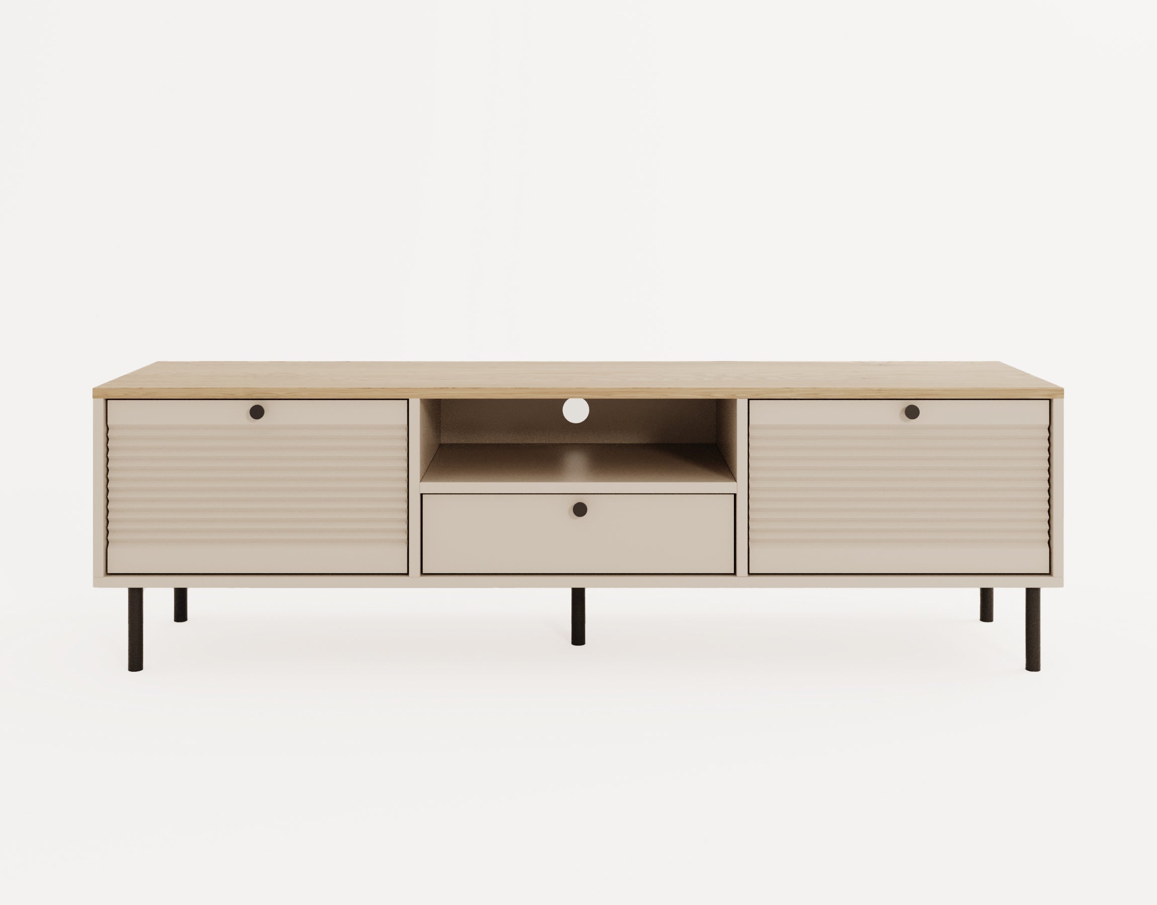 Szafka RTV 160 cm, 3 drzwi, Kaszmir/Dąb artisan Linea