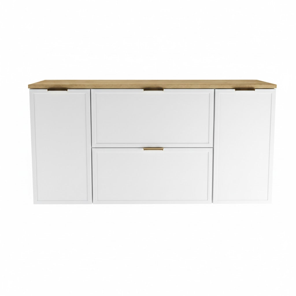 Szafka pod umywalkę z drzwiami i szufladami 120 cm Roma - Biały/Dąb Cremona