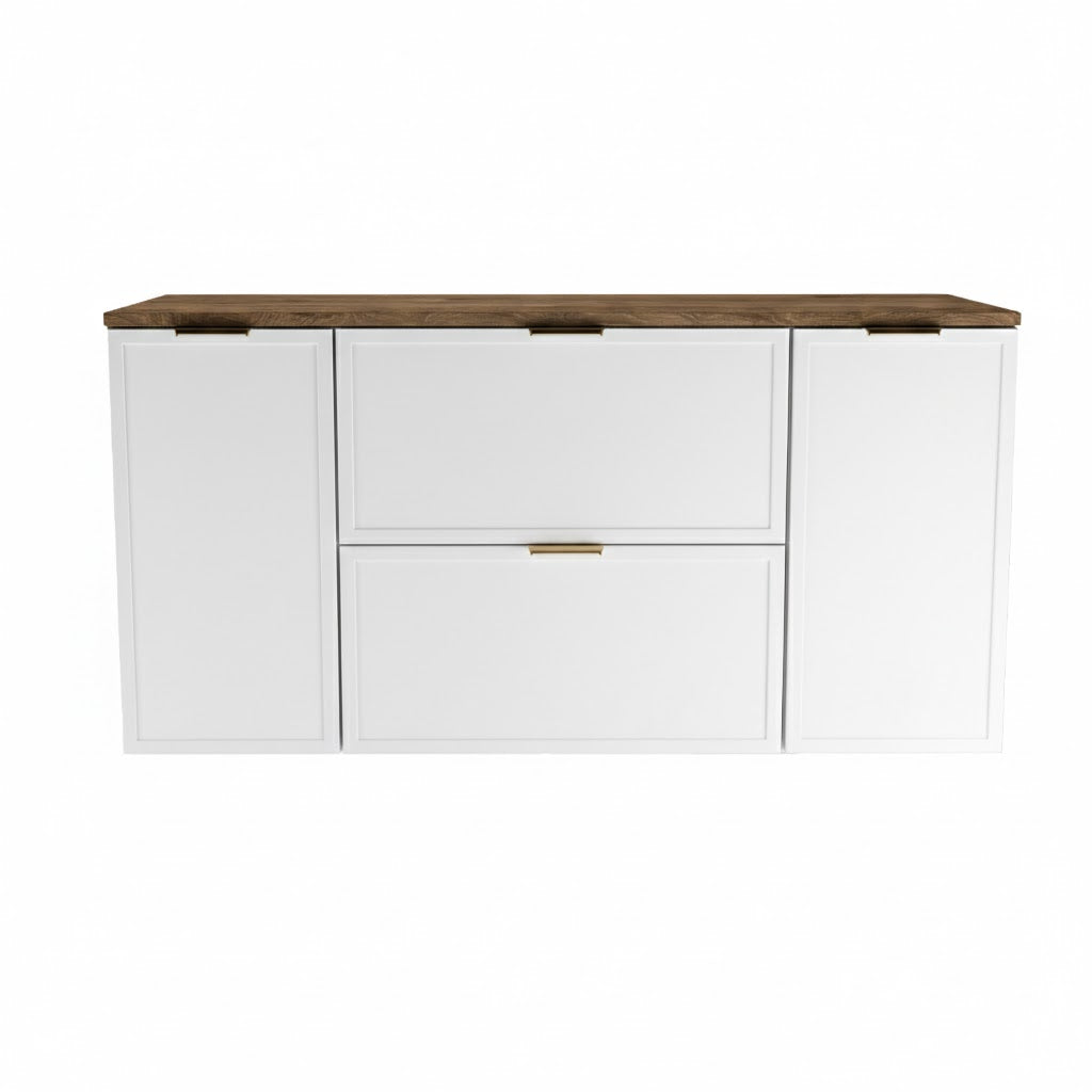 Szafka pod umywalkę z drzwiami i szufladami 120 cm Roma - Biały/Ciemny Orzech