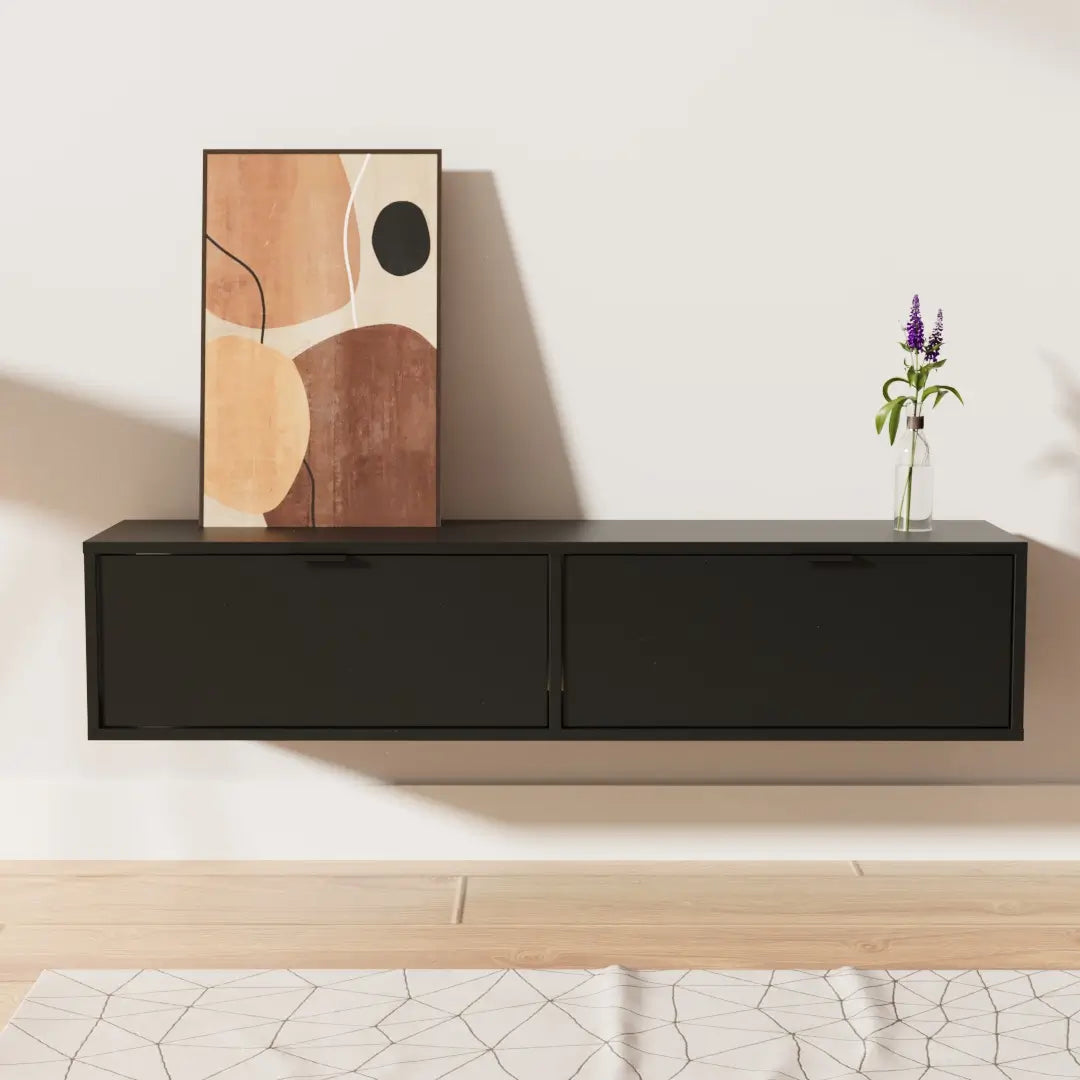 Szafka RTV 140 cm Aura - wisząca Czarny