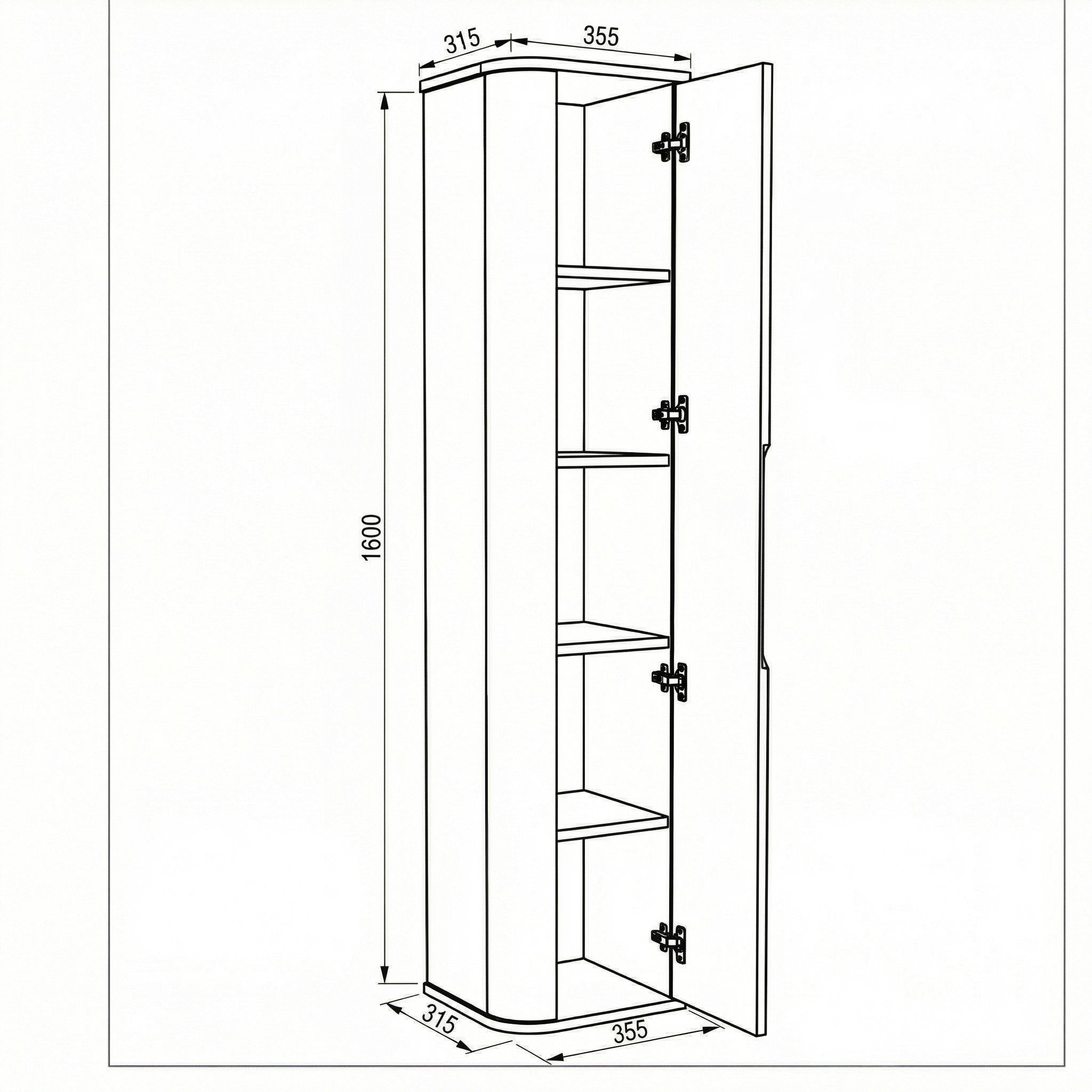 Słupek łazienkowy 160 cm zaoblony Luma - Kaszmir