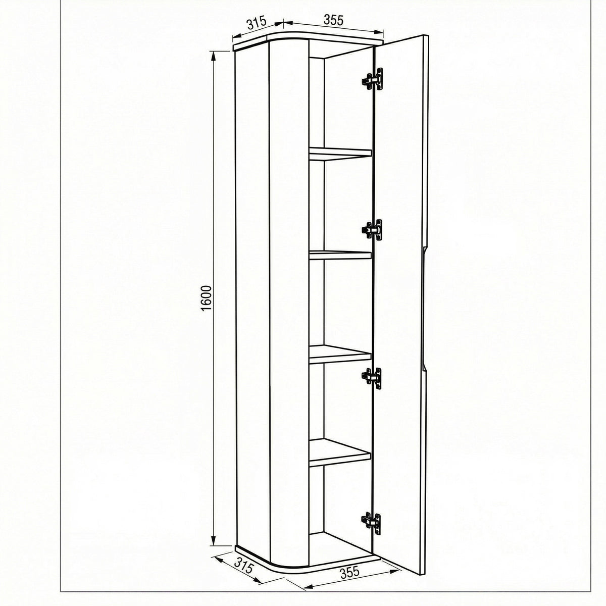 Słupek łazienkowy 160 cm zaoblony Luma – zdjęcie dodatkowe