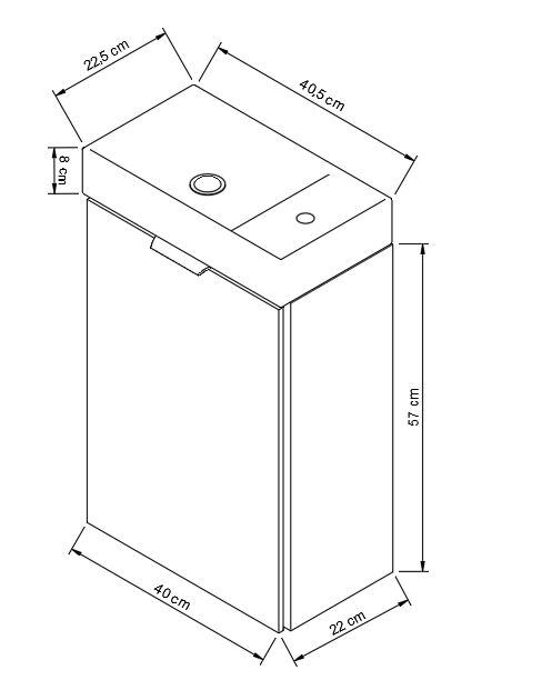 Szafka łazienkowa z umywalką 40 cm Orio - Kaszmir