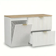 Szafka pod umywalkę z koszem na pranie 100 cm Willy - Biały/blat Orzech