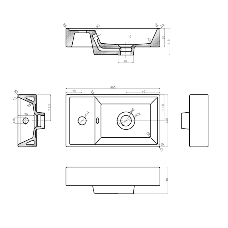 Szafka łazienkowa z umywalką 40 cm Willy - Dąb Cremona