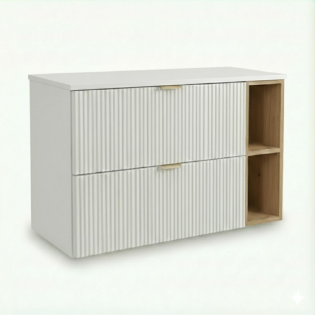 Szafka pod umywalkę 100 cm z regałem Willy - Biały/Orzech