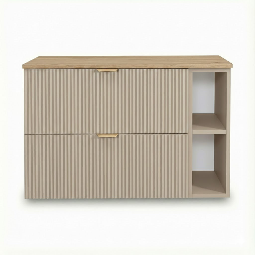 Szafka pod umywalkę 100 cm z regałem Willy - Kaszmir/blat Orzech