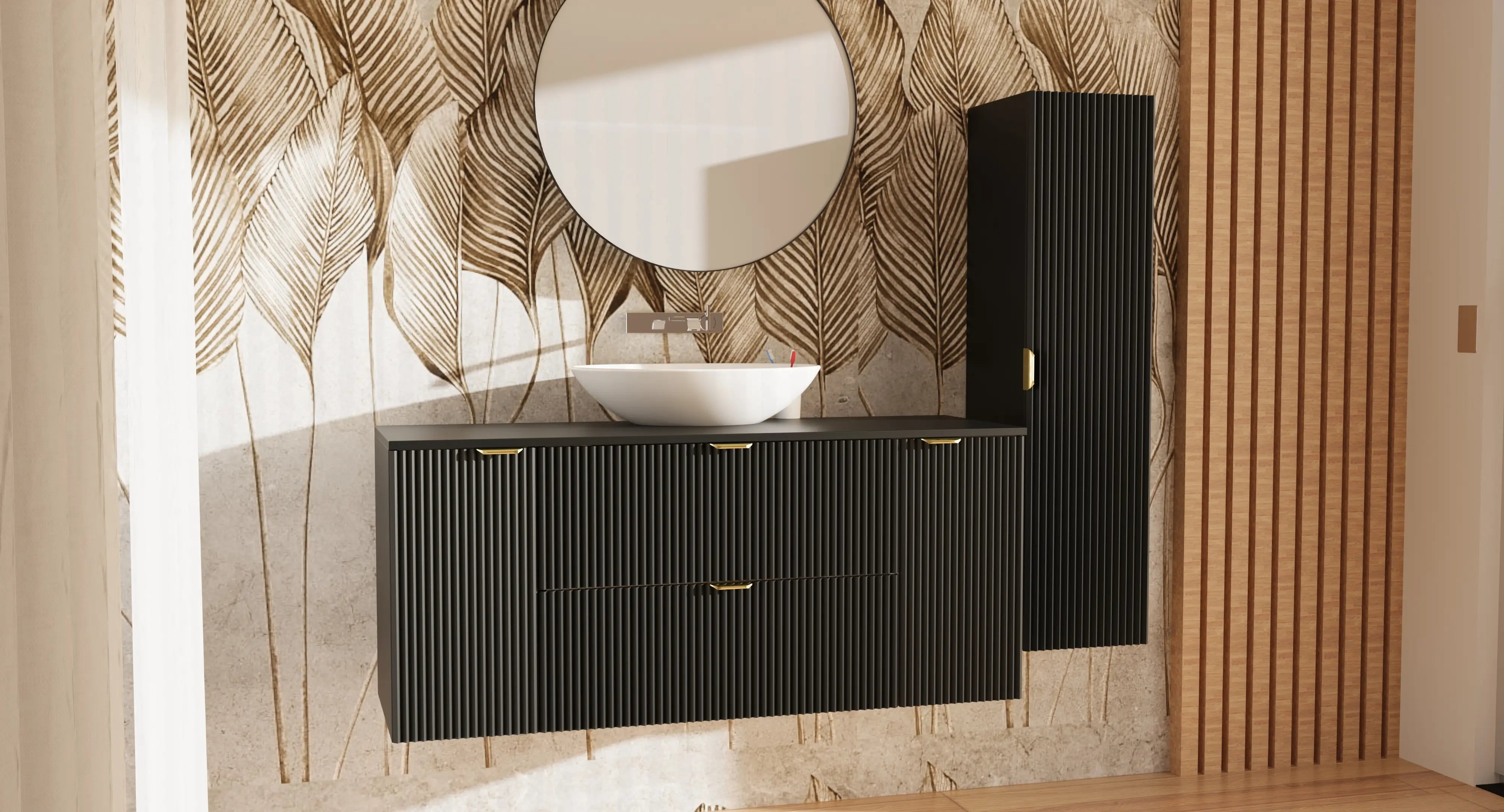 Szafka pod umywalkę z 2 drzwiami i 2 szufladami 140 cm Willy - Czarny