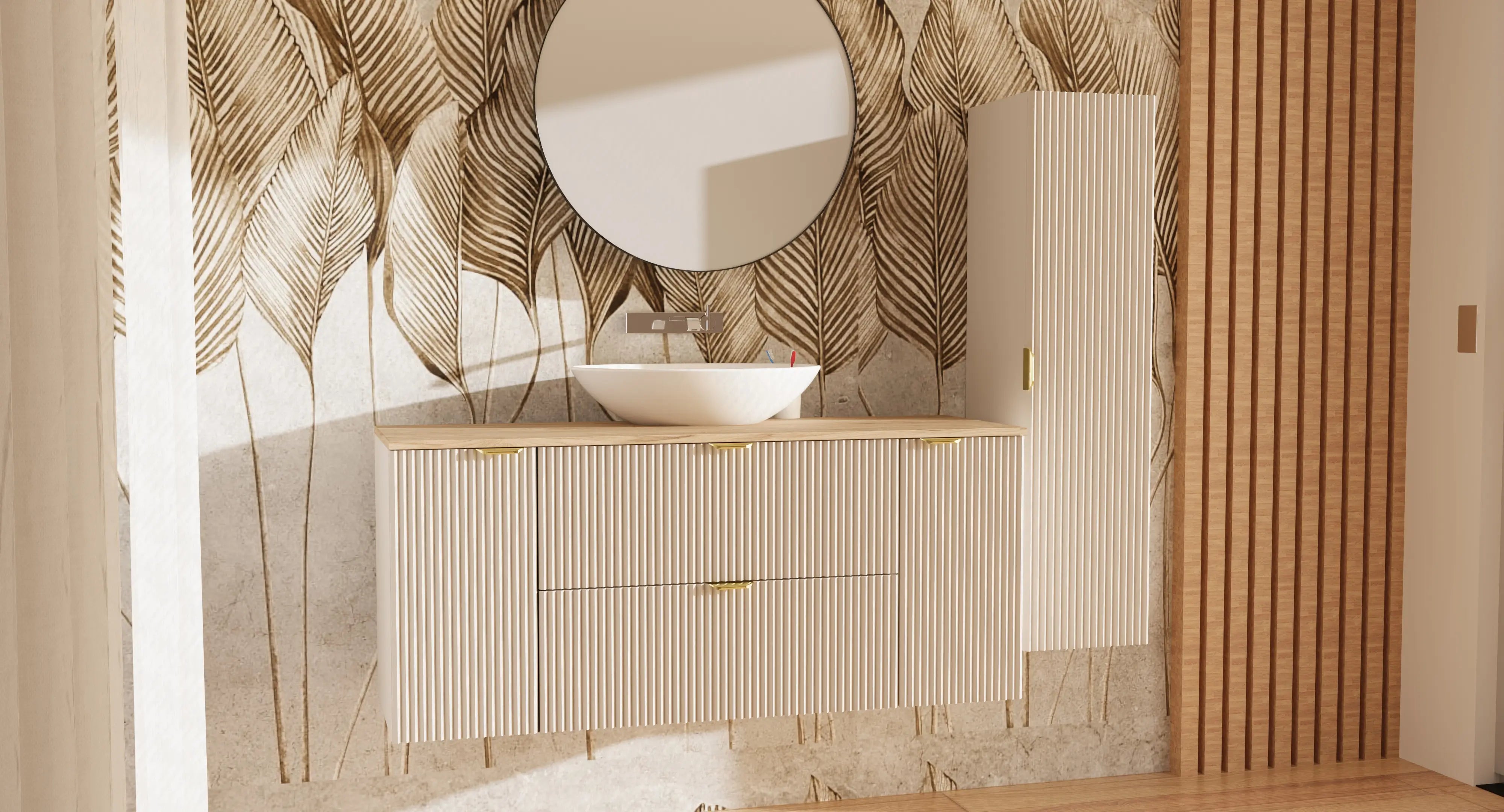 Szafka pod umywalkę z 2 drzwiami i 2 szufladami 140 cm Willy - Kaszmir/Orzech