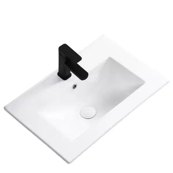 Szafka łazienkowa z drzwiami z umywalką 60 cm Willy - Czarny/Orzech