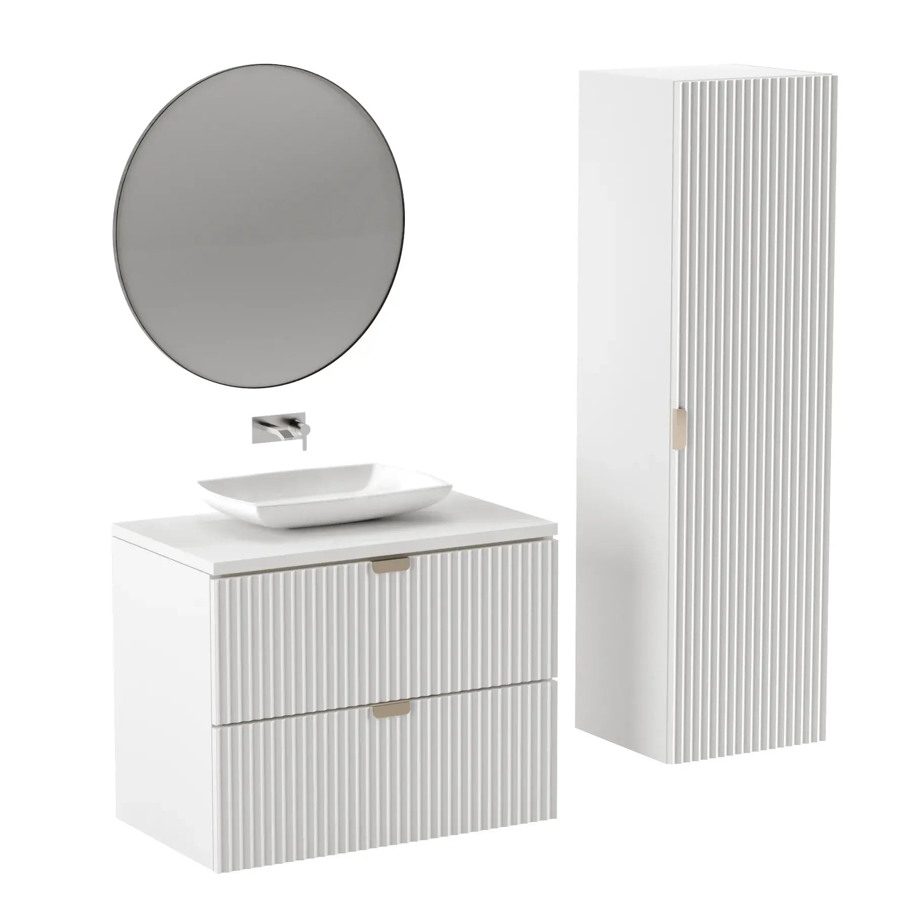 Szafka pod umywalkę z ryflowanymi frontami 80 cm Willy - Bialy