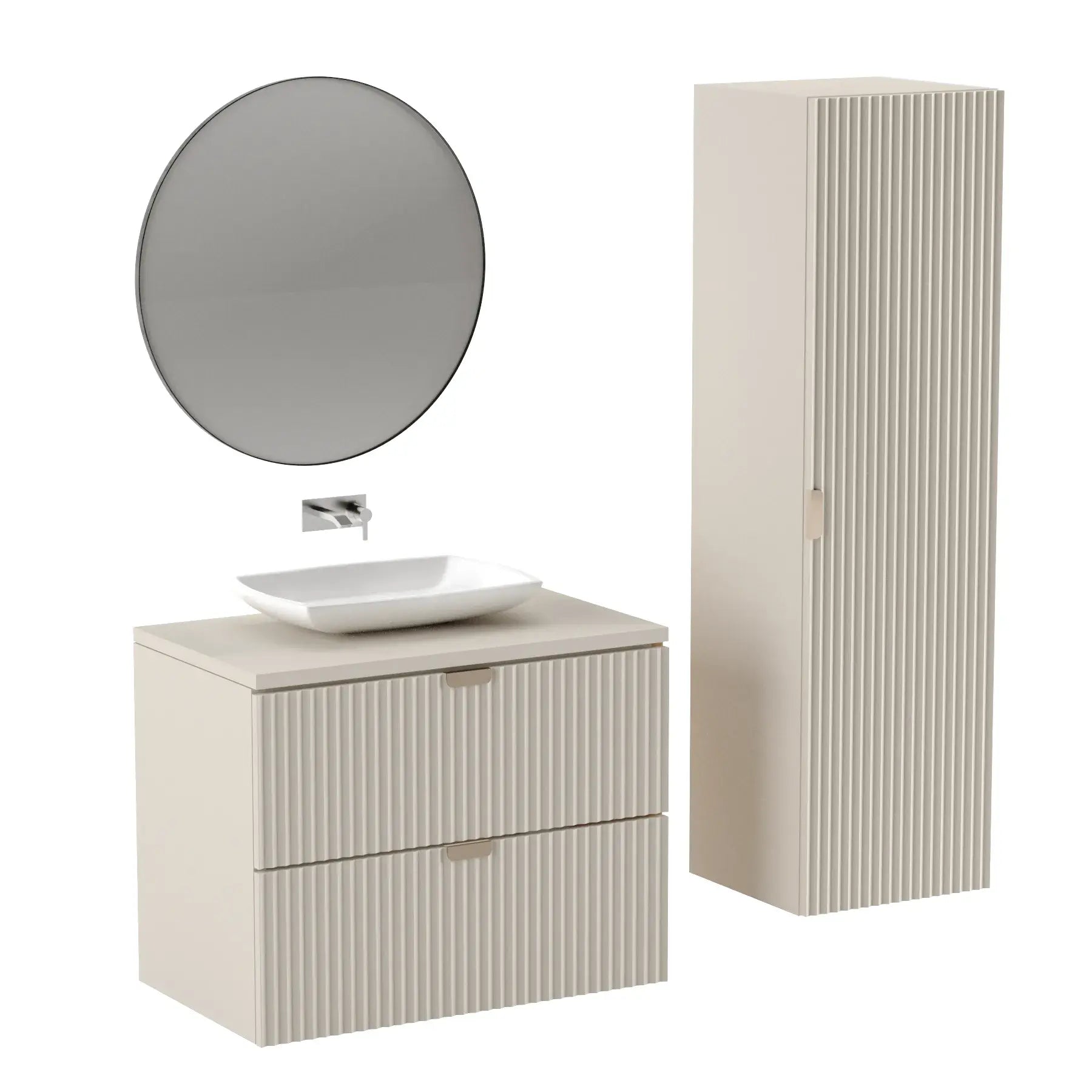 Szafka pod umywalkę z ryflowanymi frontami 80 cm Willy - Kaszmir