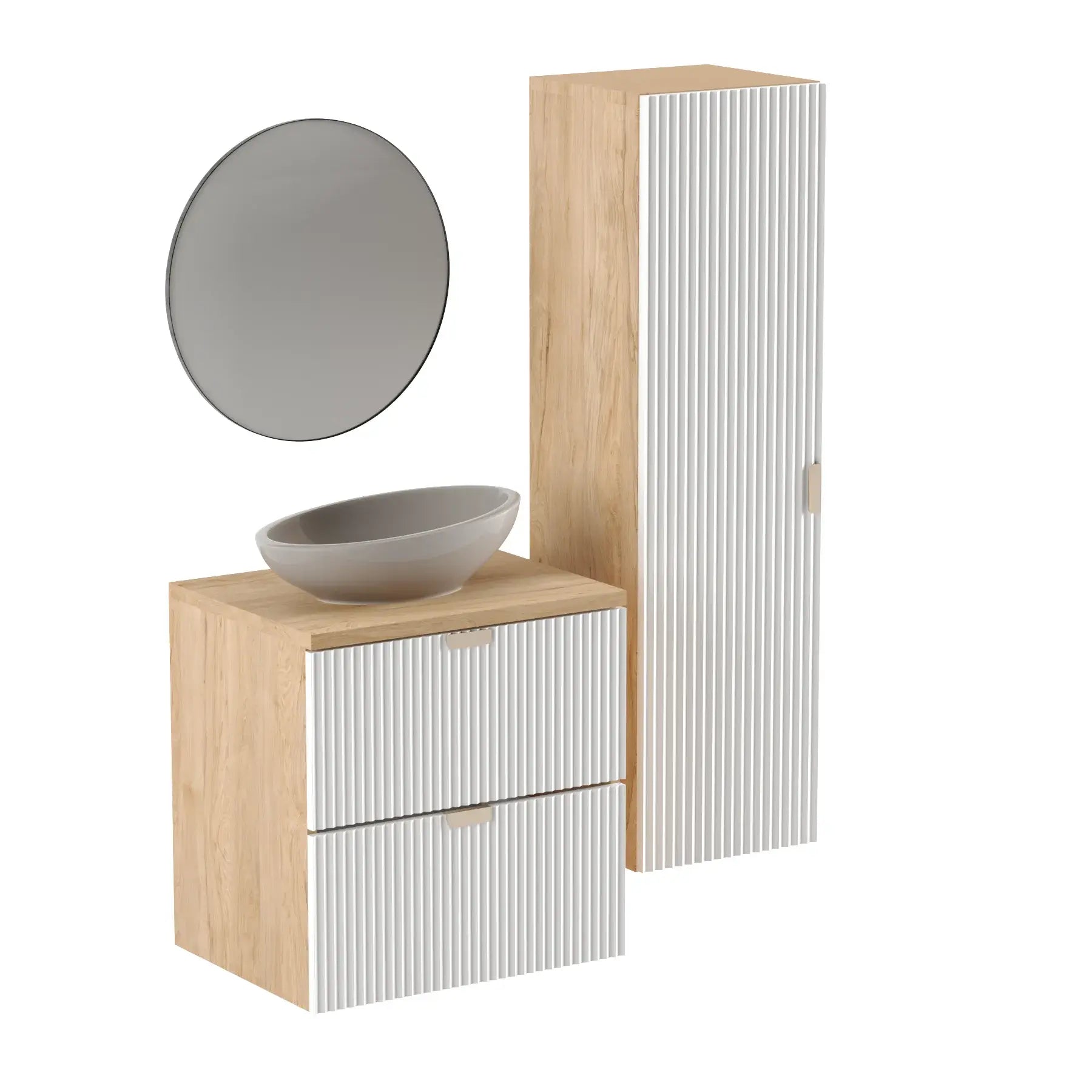 Szafka pod umywalkę nablatową 60 cm Willy - Biały / Orzech