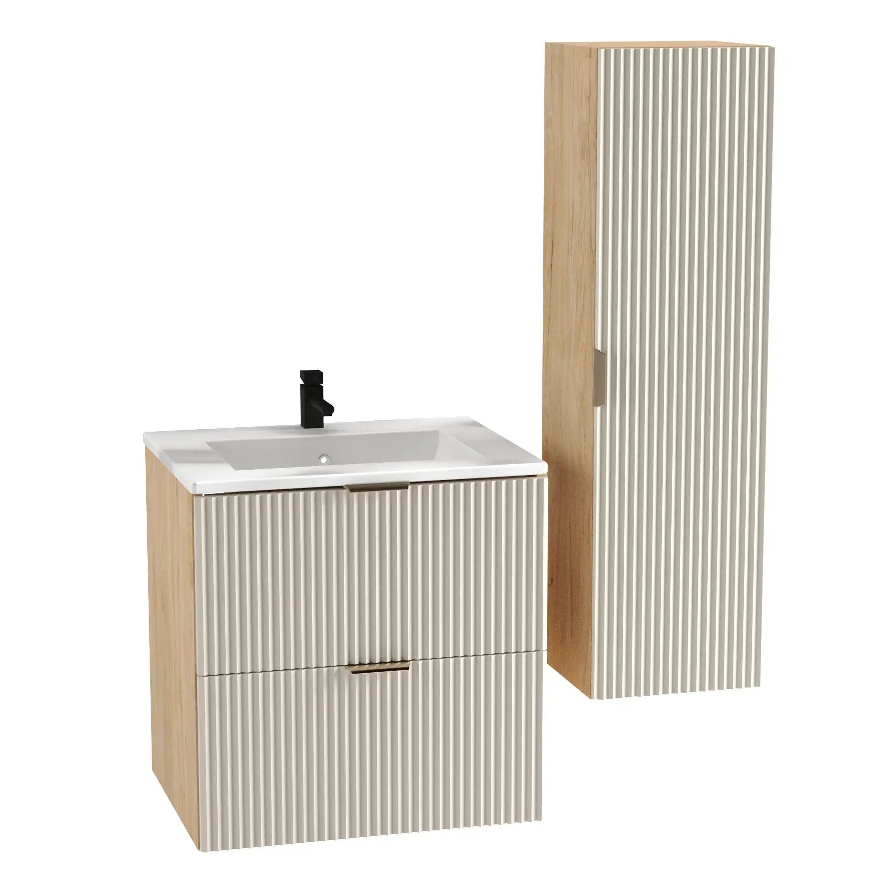 Szafka łazienkowa 60 cm z umywalką wpuszczaną Willy - Kaszmir / Orzech